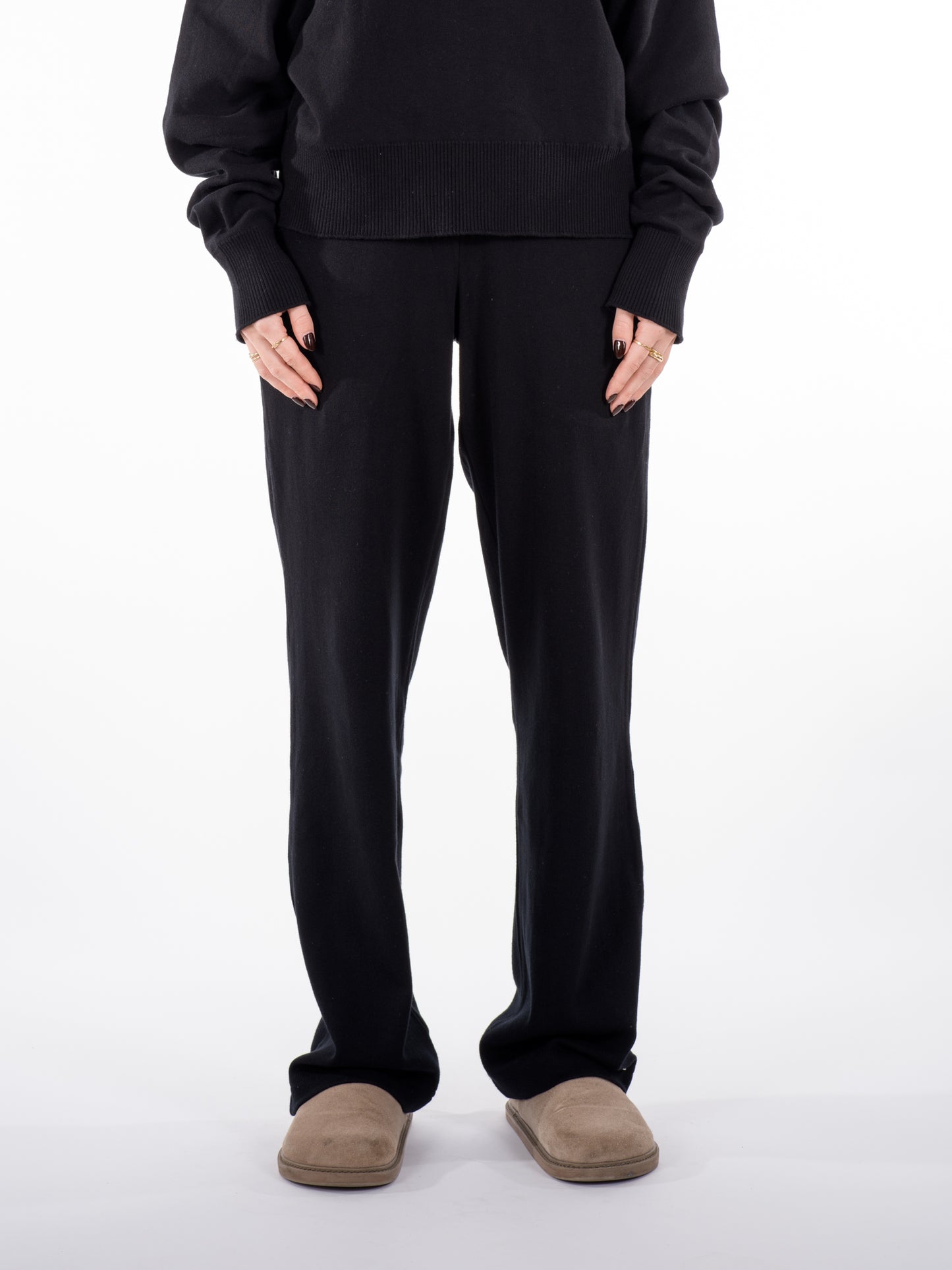 Fine Knit Sweater & Pants Set Black