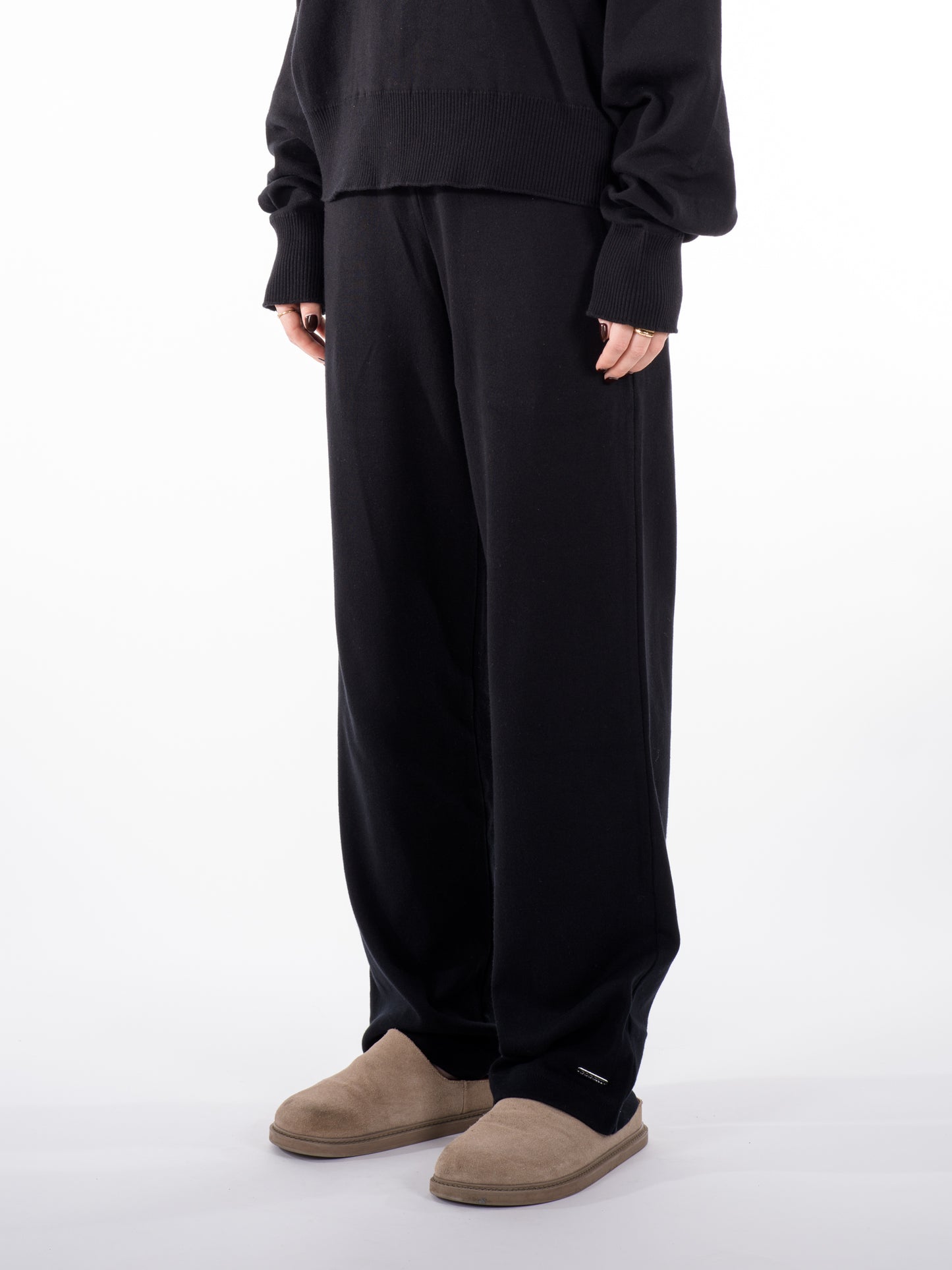 Fine Knit Sweater & Pants Set Black