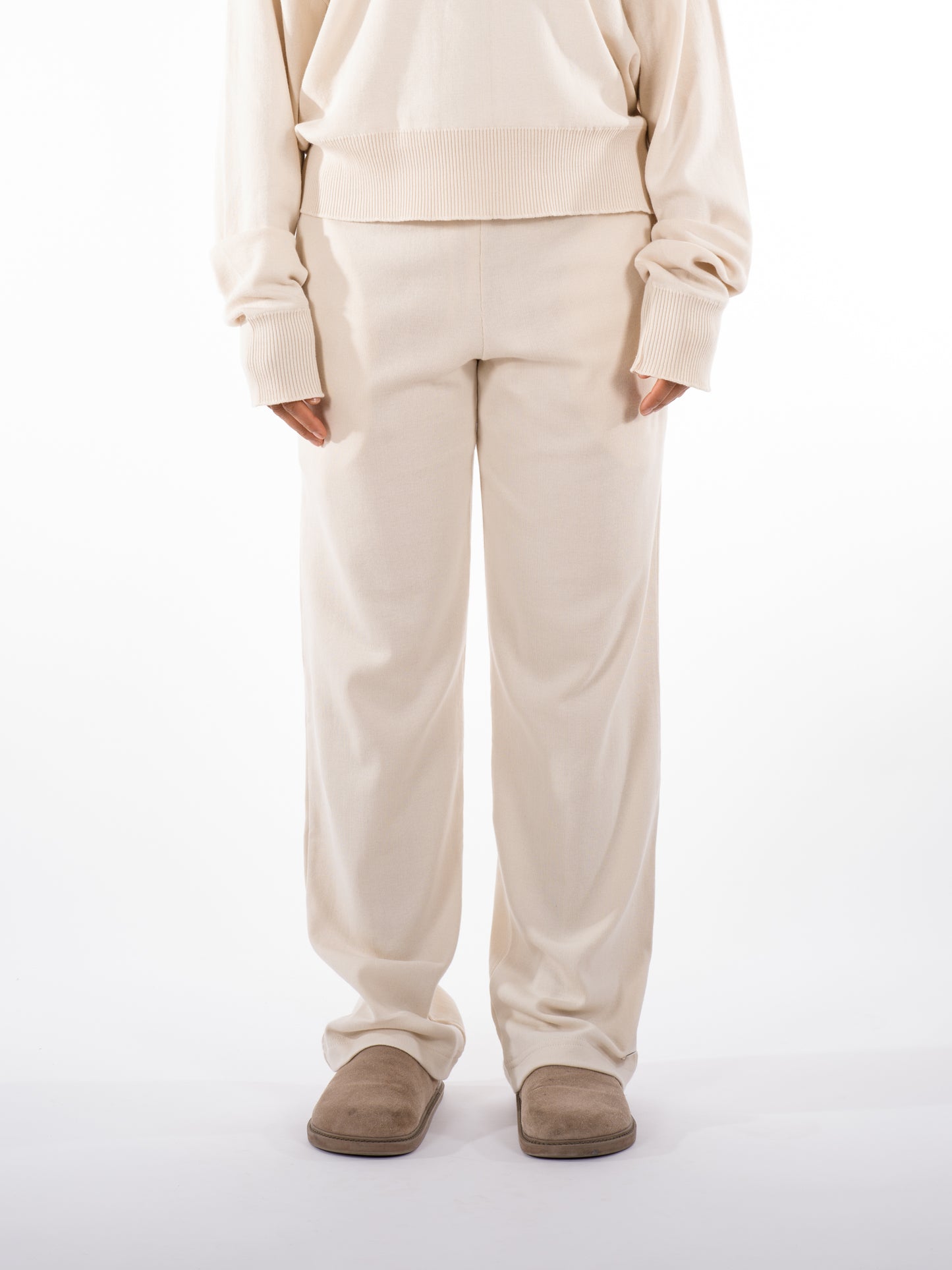 Fine Knit Sweater & Pants Set Cream