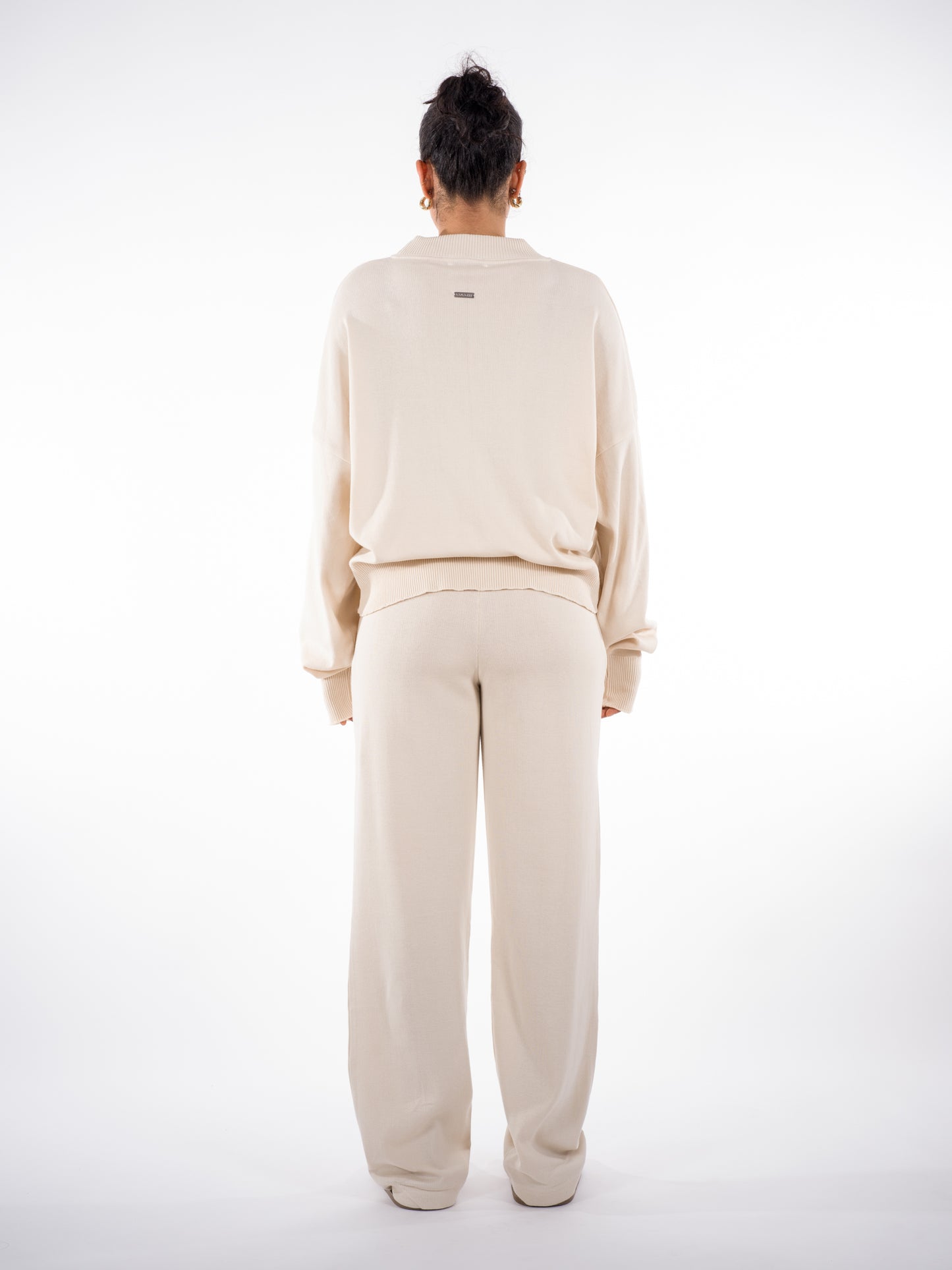 Fine Knit Sweater & Pants Set Cream