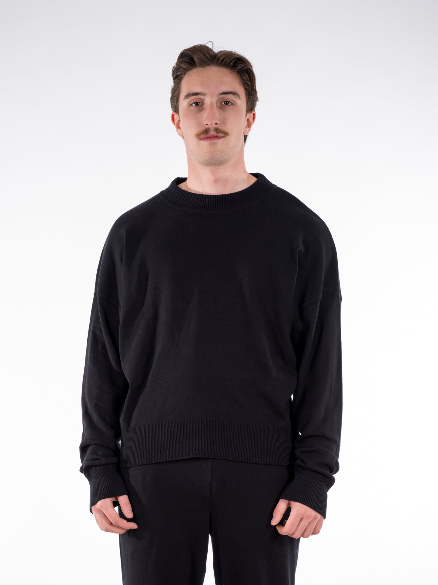 Fine Knit Sweater & Pants Set Black