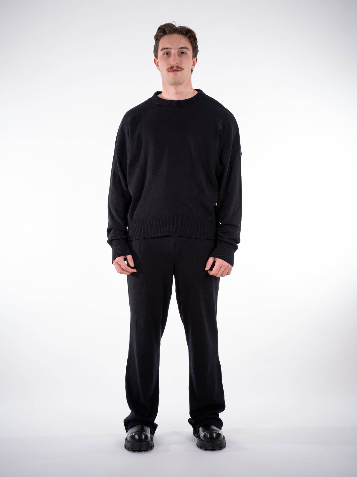 Fine Knit Sweater & Pants Set Black