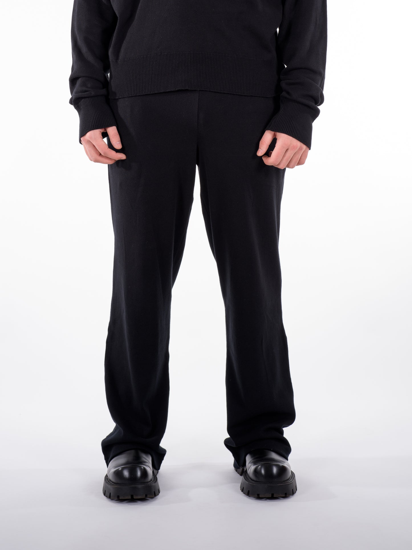 Fine Knit Sweater & Pants Set Black