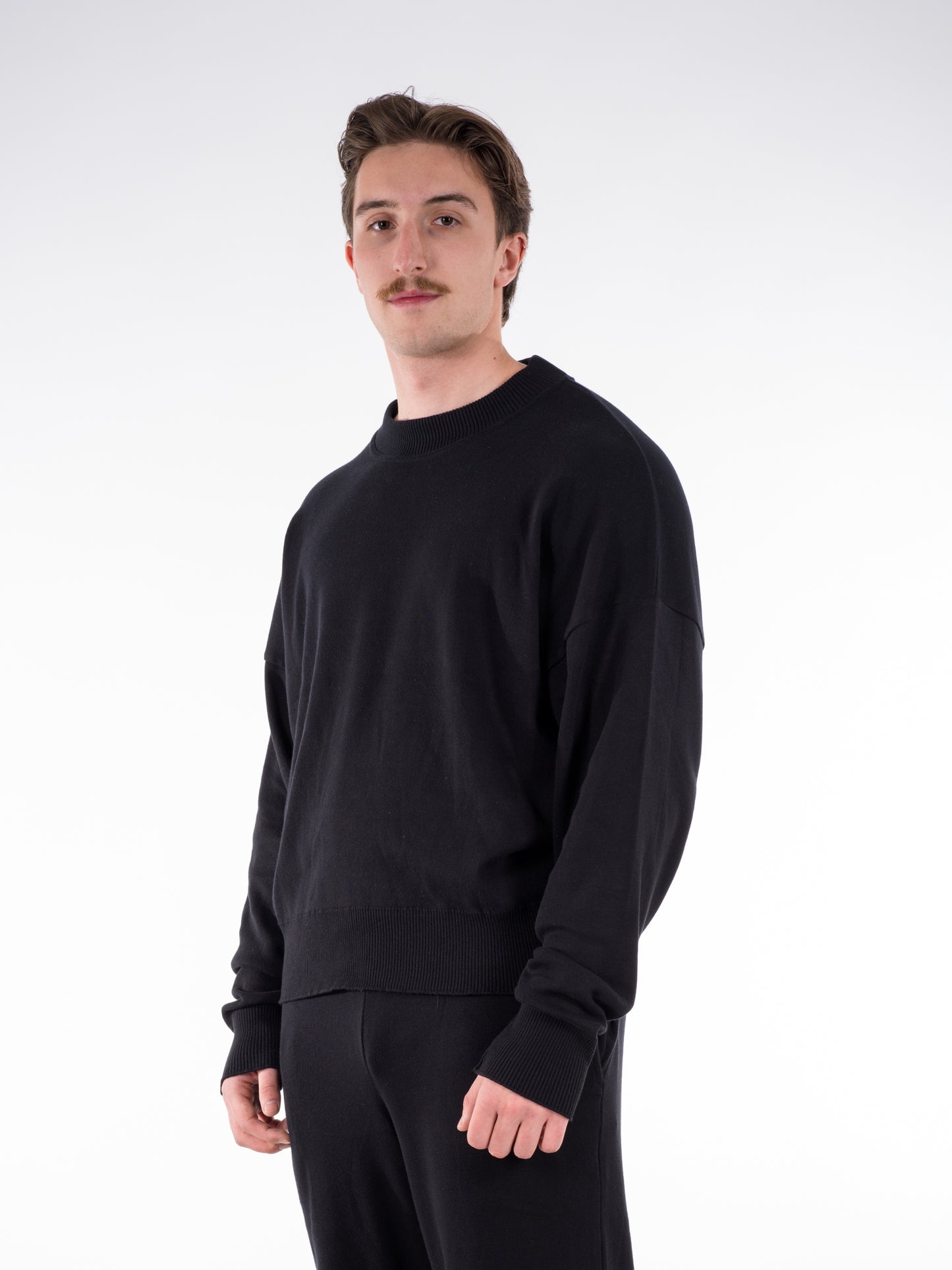 Fine Knit Sweater & Pants Set Black