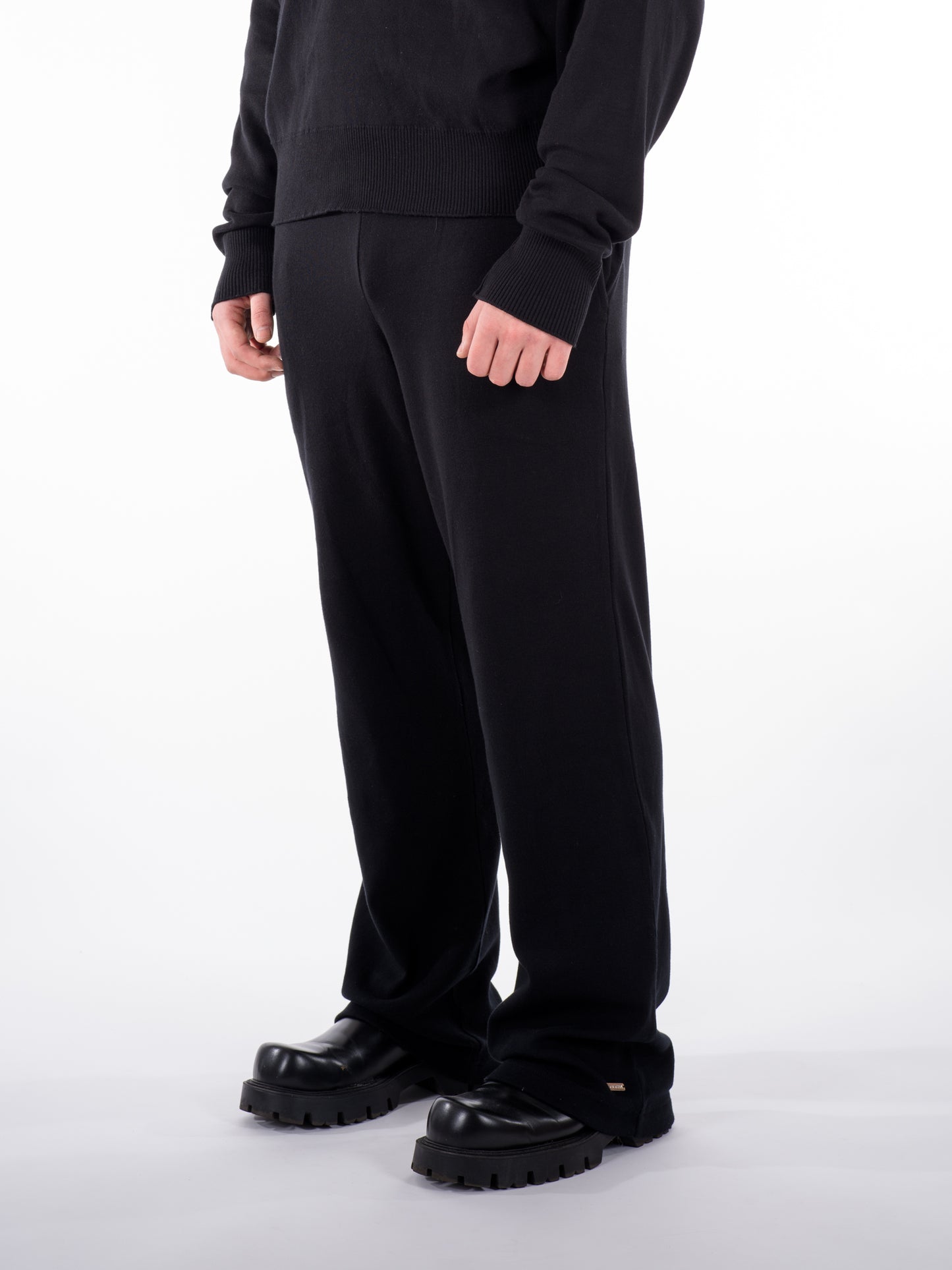 Fine Knit Sweater & Pants Set Black