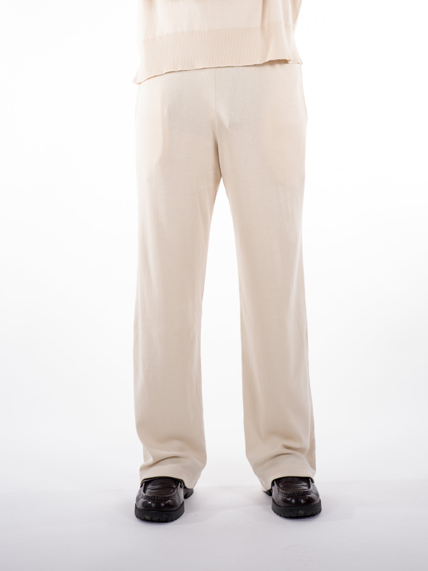 Fine Knit Sweater & Pants Set Cream