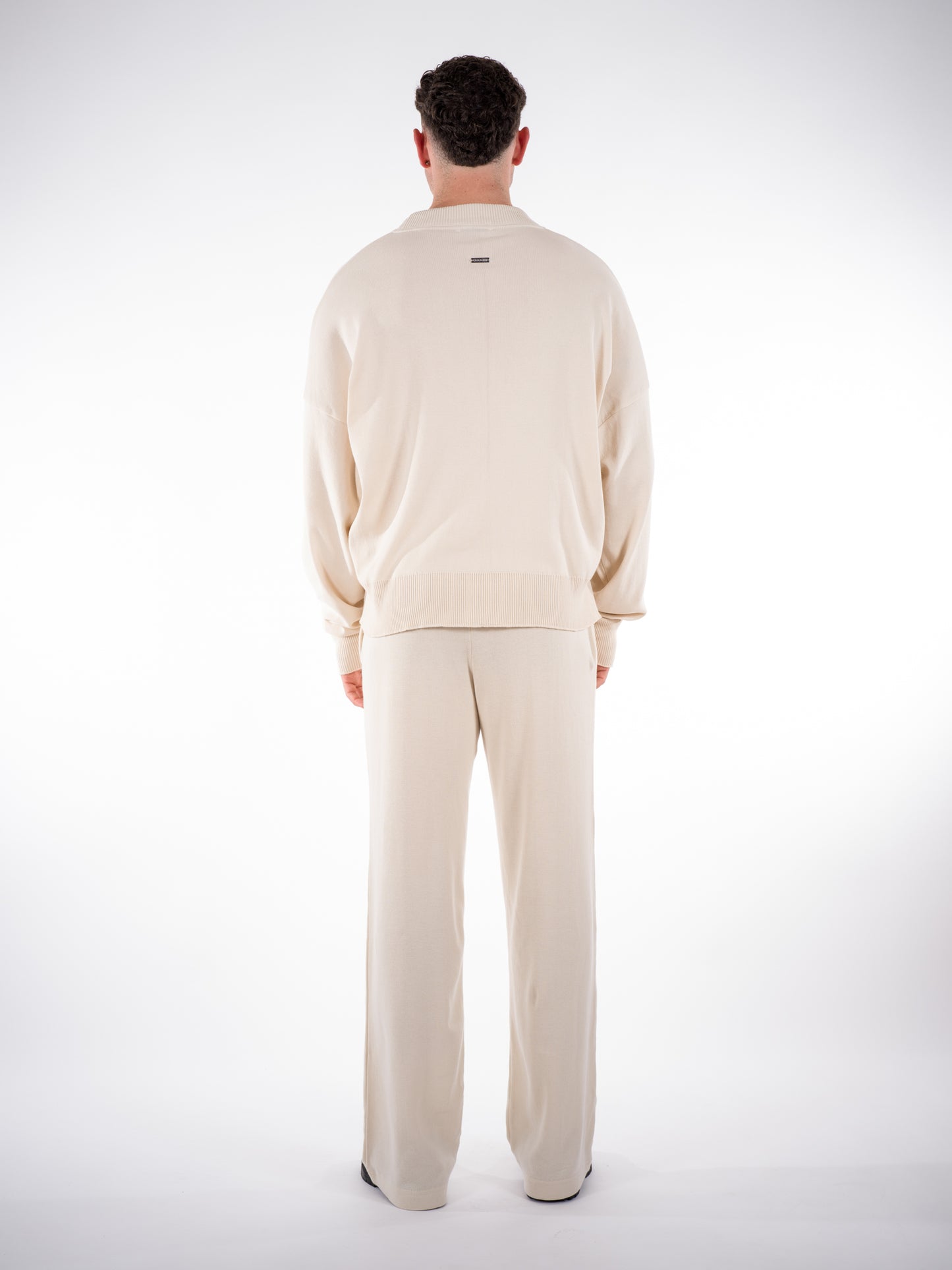 Fine Knit Sweater & Pants Set Cream