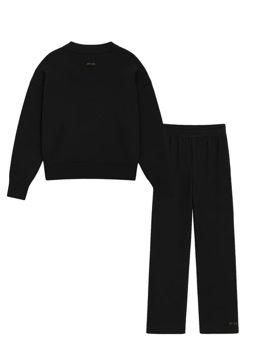 Fine Knit Sweater & Pants Set Black